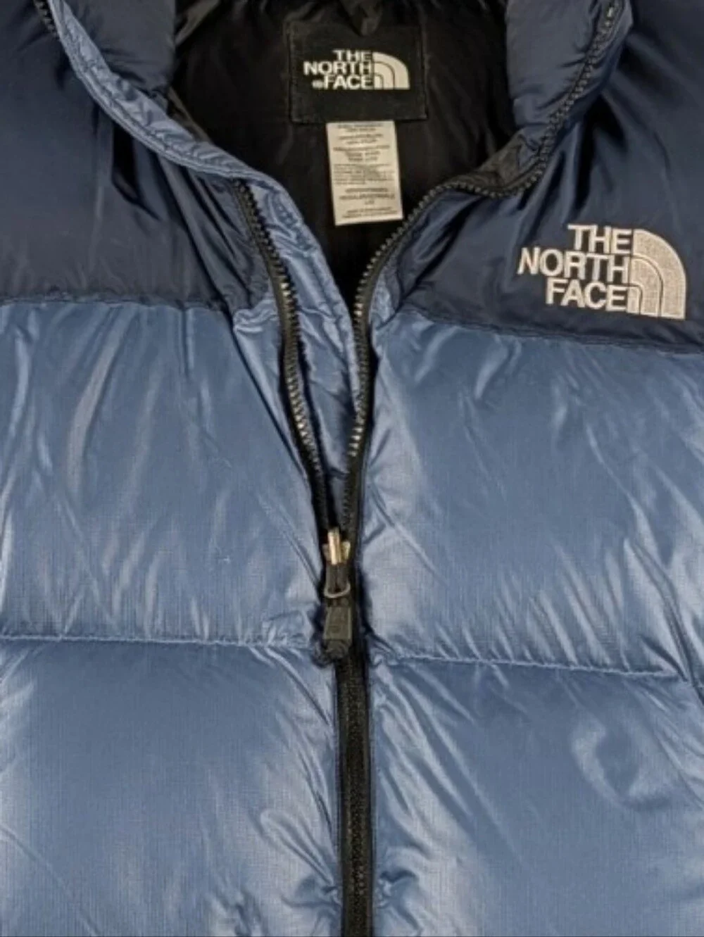 The North Face Nuptse 700 Fill Down Puffer Jacket Blue Black Men's Large EUC